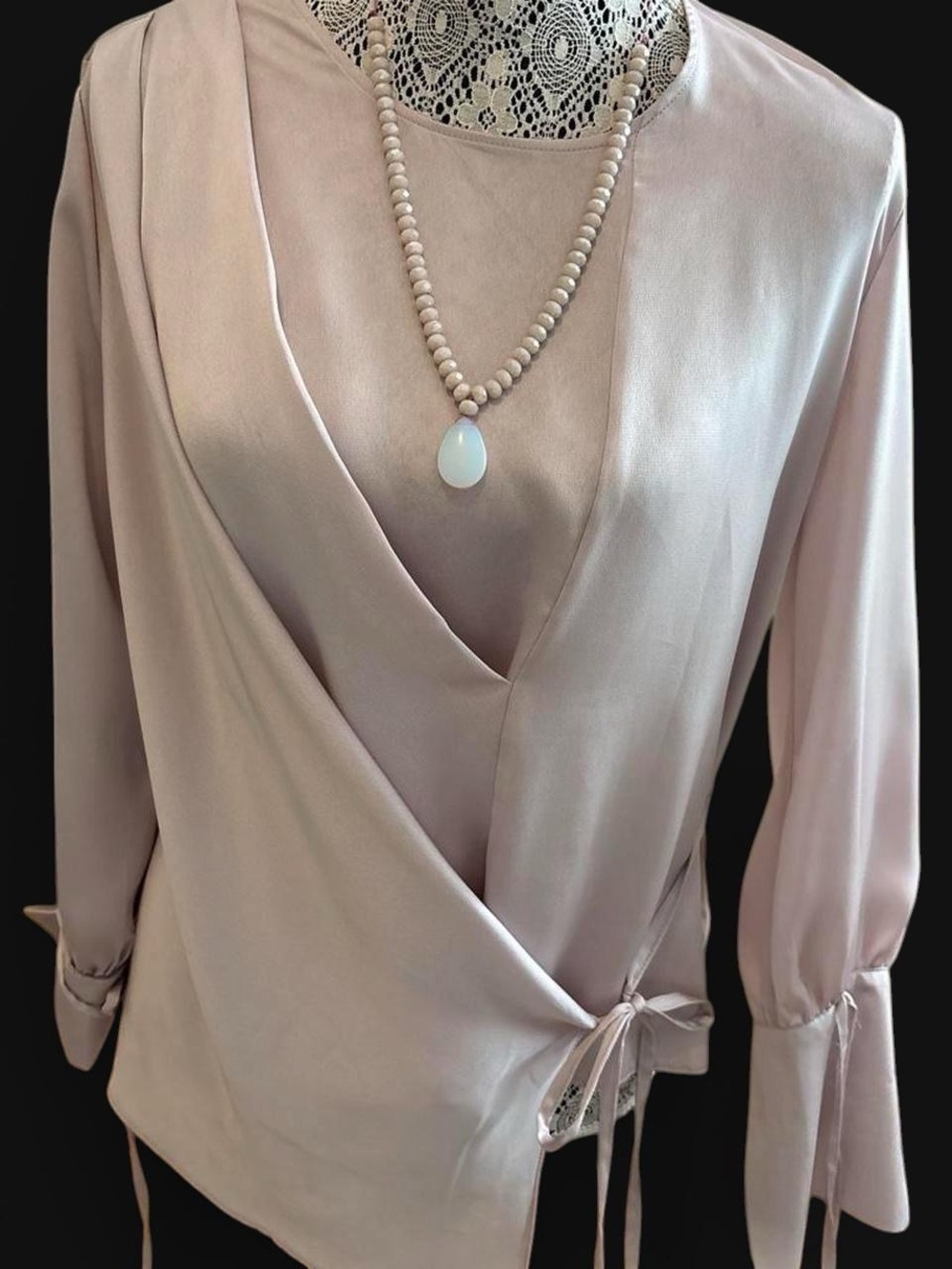 Topshop Dusty Blush Wrap Tie Blouse